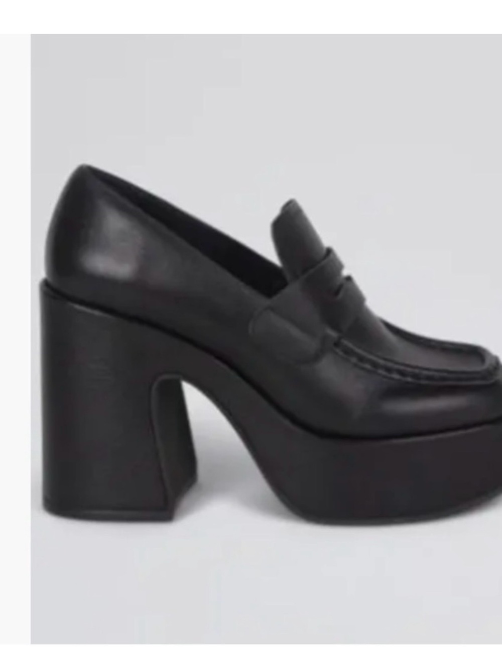 INTENTIONALLY BLANK Black Platform Block Heel Loafer